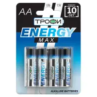 Элемент питания LR6(АА) алкалиновый (уп. блистер 4шт) ТРОФИ ENERGY MAX