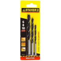 Набор сверл по дереву 3, 4, 5, 6, 7, 8, 10мм, 8шт STAYER "MASTER", в боксе