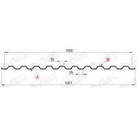 Профнастил "Металлпрофиль" С-21(Тип), 0.35 мм, оцинкованный 1.051 * м2