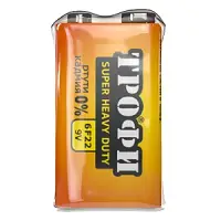 Элемент питания 6F22 цинковый (уп. спайка1шт) Трофи SUPER HEAVY DUTY Zinc
