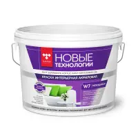 Краска ВДАК 2180 для стен и потолков моющаяся супербелая Новые технологии W7 6 кг