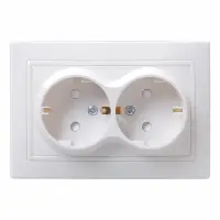 Розетка 2-местная СП Кварта с заземл. защ. шторки бел. 16А IP20 РСш12-3-КБ IEK ERK21-K01-16-DM
