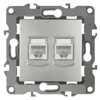 Розетка информационная двойная СП (2XRJ45), Эра12, алюминий, арт.12-3108-03