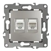 Розетка информационная+телефонная СП (RJ45+RJ11), Эра12, перламутр, арт.12-3109-15