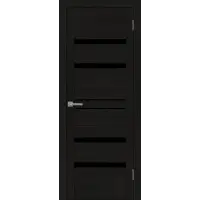 Дверь UBERTURE ЮНИЛАЙН Модель 30030 частичное ЧЕРНОЕ стекло, шоко велюр 90, экошпон