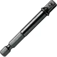 Адаптер для головок, длина 65 мм, хвостовик шестигранник 1/4", квадрат 1/4". ПРАКТИКА
