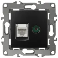 Розетка информационная+TV (RJ45+TV), Эра12, IP20, антрацит, арт.12-3110-05