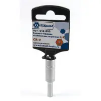 Головка торцевая глубокая 1/4", 4 мм, Cr-V, подвес, КОБАЛЬТ