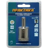 Коронка алмазная по стеклу и керамике D=25 мм, ПРАКТИКА "Мастер", блистер