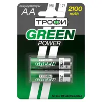 Аккумуляторная батарея HR6(АА) NiMH(никель-металлгидридные) 2100mAh (уп. блистер 2шт) Трофи GREEN POWER