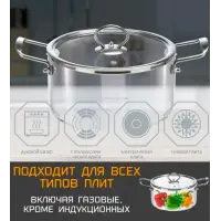 Кастрюля из жаропрочного боросиликатного стекла LEONORD ITALIANO 3,5л с крышкой с пароотводом