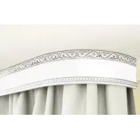 Карниз "Монарх" с поворотами 2,4 белый глянец/хром, 3-х рядный (бленда 7см)