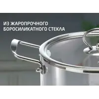 Кастрюля из жаропрочного боросиликатного стекла LEONORD ITALIANO 3,5л с крышкой с пароотводом