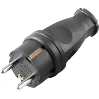Вилка 16А 250В IP44 черная, с заземлением, прямая, каучук (RPG16-21-441) STEKKER