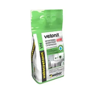Шпаклевка цементная VETONIT VH влагостойкая белая 5 кг