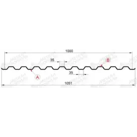 Профнастил "Металлпрофиль" С-21(Тип), 0,45 мм, оцинкованный 1.051 * м2