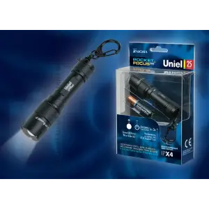 Фонарь ручной мини Uniel Премиум «Mini focus pocket +», алюминиевый корпус, 1 Nichia 0, 5mm LED, 1хААА, черный, P-KL024-P Black