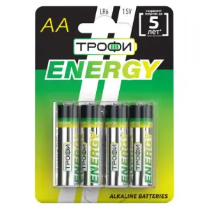 Элемент питания LR6(АА) алкалиновый (уп. блистер 4шт) ТРОФИ ENERGY/ECO
