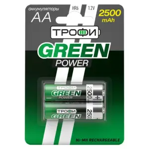 Аккумуляторная батарея HR6(АА) NiMH(никель-металлгидридные) 2500mAh (уп. блистер 2шт) Трофи GREEN POWER