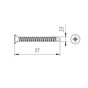 Саморезы пот/г по металлу (мелкая резьба) 3,5x51 оксид (уп 100шт) пакет