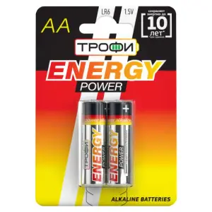 Элемент питания LR06(АА) алкалиновый (уп. блистер 2шт) ТРОФИ ENERGY POWER