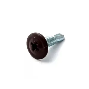 Саморезы с прессшайбой сверло 4,2х19 RAL 8017 (уп 100шт) пакет