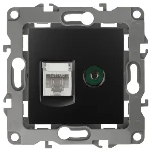 Розетка информационная+TV (RJ45+TV), Эра12, IP20, антрацит, арт.12-3110-05