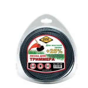 Леска в блистере 2,0мм 60м, крест витой армированный, голубой/красный,"Steel rod line", DDE