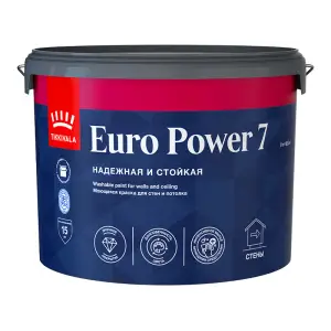 Краска ВД интерьерная моющаяся матовая Tikkivala (Tikkurila) EURO POWER 7 База А 9л