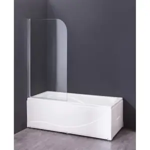 Шторка для ванны GROSSMAN GR-100 140*80см, алюминиевый профиль, стекло ПРОЗРАЧНОЕ 6мм