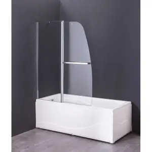 Шторка для ванны GROSSMAN GR-100/2 140*120см, алюминиевый профиль, стекло ПРОЗРАЧНОЕ 6мм