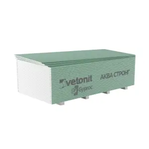 Гипсокартон ГКЛВ Vetonit (Gyproc) Аква Стронг ГСП-RH3-УК высокопрочный 3000*1200*15 мм