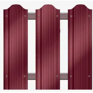 Штакетник металлический STYNERGY П-образный фигурный 0.45 мм, PE RAL 3005 (красное вино), ширина 110мм, длина 1.5 м.п.