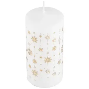 Свеча Deco Christmas Снежинки 56*120 (золото на белом)