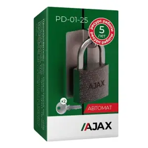 Замок навесной Ajax (Аякс) PD-01-25 2 англ. ключа