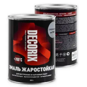 Краска жаростойкая Decorix серебристая 0,8кг (+700°С) 0752-02/0750-0
