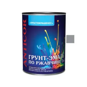 Грунт-эмаль по ржавчине 3 в 1 серая 0,8кг Простокрашено