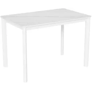 Стол Римини-2C 120х80 (+45) (цвет белый/МДФ+PVC Белый/White marble) + нога №9 (белый)