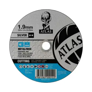 Круг отрезной абразивный по металлу 230x1.9x22.23мм, T41, A30S, ATL- Silver, ATLAS
