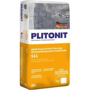Штукатурка цементная PLITONIT S11 механизированного и ручного нанесения 25 кг