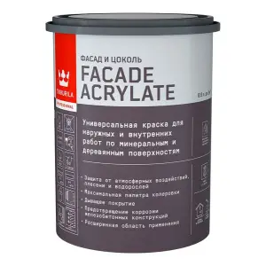 Краска ВД фасадная акриловая глубокоматовая База C TIKKIVALA (Tikkurila) Facade Acrylate 0,9л