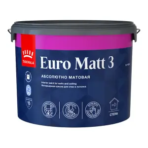 Краска ВД интерьерная глубокоматовая Tikkivala (Tikkurila) EURO MATT 3 База C 9л