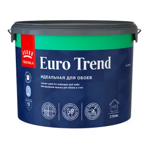 Краска ВД интерьерная для обоев и стен матовая Tikkivala (Tikkurila) EURO TREND База C 9л