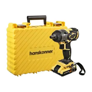 Гайковерт ударный бесщеточный Hanskonner 18В, 1BatterySystem, Unibattery,350Нм,1/2",3скор,2x2.4Ач,кейс