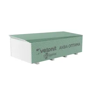 Гипсокартон ГКЛВ Vetonit (Gyproc) Аква Оптима ГСП-H3-УК влагостойкий 2000*1200*12,5 мм