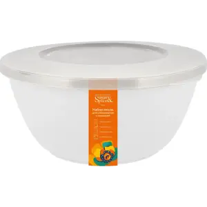 Набор мисок для смешивания Sugar&Spice Корица с крышкой 1,5л + 2,6л + 4,1л белый зефир