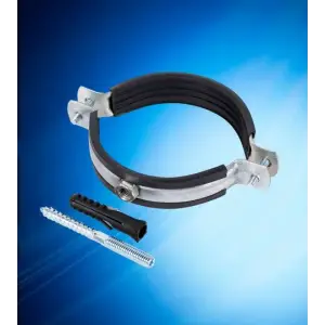 Хомут с гайкой 1 3/4" (54-58), шпилька-шуруп м8, дюбель пластиковый (Эльф)