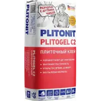 Клей плиточный PLITONIT PLITOGEL C2 для крупноформатной плитки и керамогранита 20 кг / класс С2 TЕ