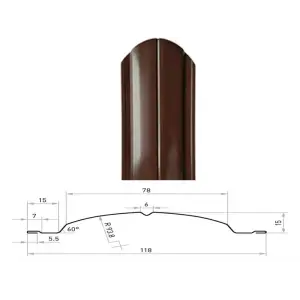 Штакетник металлический STYNERGY полукруглый двусторонний фигурный 0.45 мм, PE RAL **, ширина 118мм, длина *пог.м