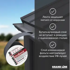 Лента герметизирующая Grand Line UniBand самоклеящаяся серебристая 3м*10см